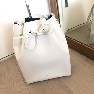 Mansur Gavriel leather bucket bag white/navy